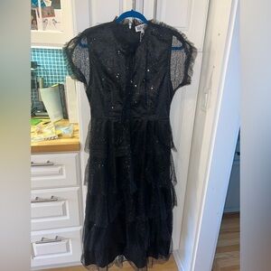 Elegant Black Layered Midi Dress